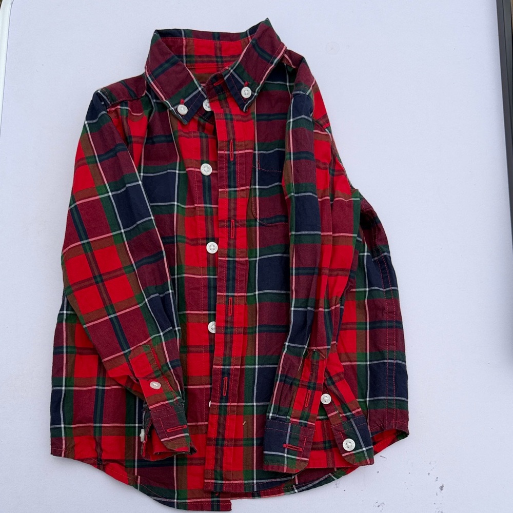 Classic Red Plaid Button-Down Shirt for Kids